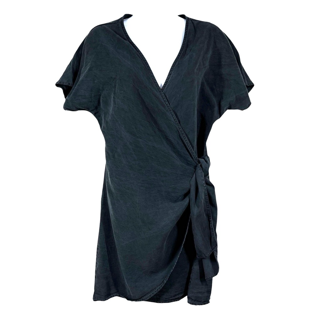 Amadi Anthropologie Dress Robe Womens S Faded Black Tencel Wrap Casual Lounge